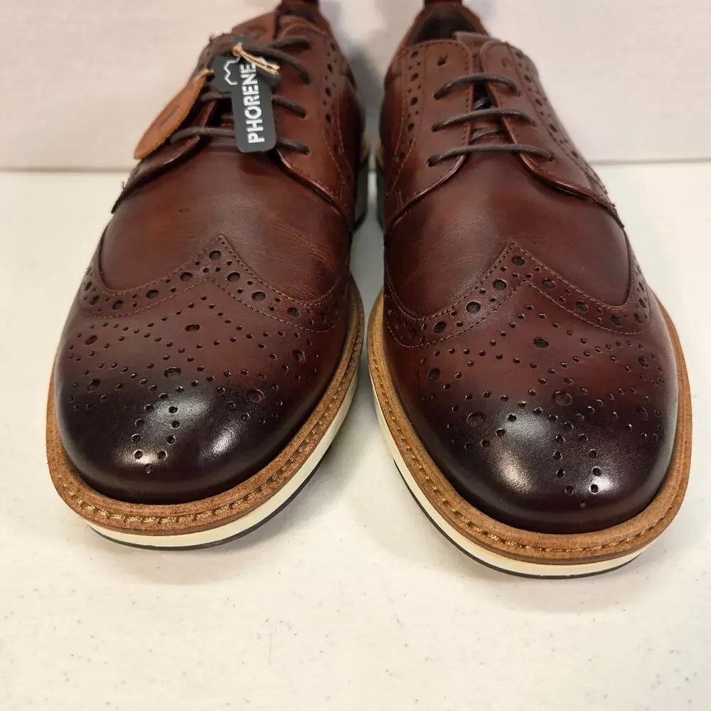 ECCO ST.1 Hybrid Brown Leather Wingtip Brogue Derby Shoes Mens EU 41/US 7/UK 7.5